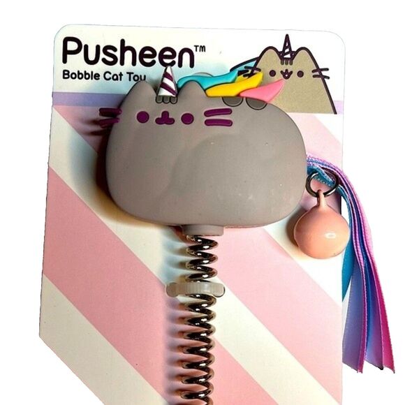 Pusheen Kitty Cat Unicorn Bobble Pastel Tassel Tail Pink Bell & Suction Cup New! - Picture 1 of 5